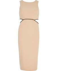 River Island Nude Embellished Cut Out Bodycon Dress