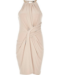 River Island Nude Ruched Bodycon Dress