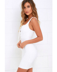 LuLu*s Quite Curious Ivory Lace Up Dress