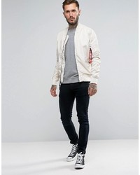 Alpha Industries Ma 1 Bomber Jacket Slim Fit In Off White