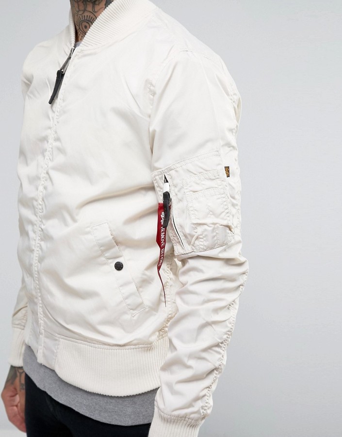 Alpha Industries Ma 1 Bomber Jacket Slim Fit In Off White, $154