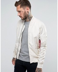 Alpha Industries Ma 1 Bomber Jacket Slim Fit In Off White