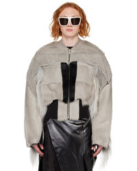 Rick Owens Off White Collage Shearling Bomber Jacket
