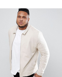 ASOS DESIGN Plus Jersey Harrington Jacket In Beige