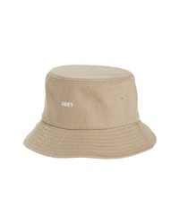 Obey Bold Embroidered Cotton Twill Bucket Hat In Khaki At Nordstrom