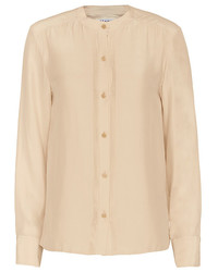 Frame Gold Button Detail Pleated Blouse