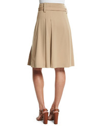 Michael Kors Michl Kors Pleated Button Front Belted Skirt Dune