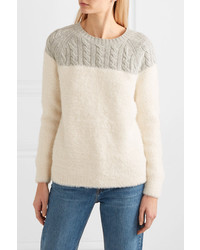 J.Crew Allen Two Tone Cable Knit Wool Blend And Brushed Knitted Sweater