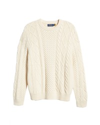 Polo Ralph Lauren Aran Cable Knit Cotton Crewneck Sweater
