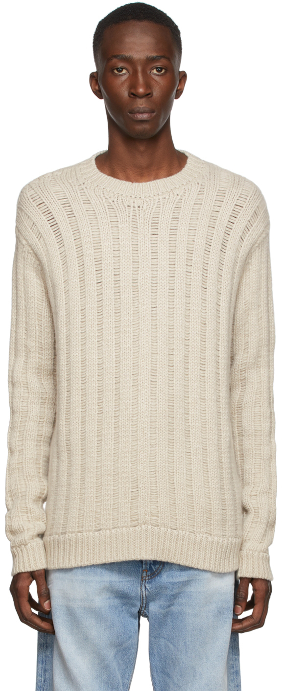 The Elder Statesman Beige Solid Drop Sweater, $1,390 | SSENSE | Lookastic