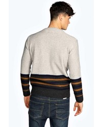Boohoo Cable Jumper With Stripes