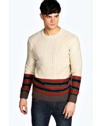 Boohoo Cable Jumper With Stripes