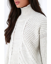 Love Stitch Born And Raised Light Beige Cable Knit Sweater