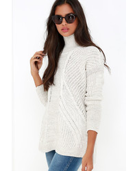 Love Stitch Born And Raised Light Beige Cable Knit Sweater