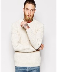 Asos Brand Cable Knit Sweater In Beige