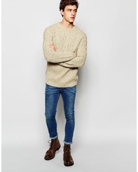 Asos Brand Cable Knit Sweater With Nepp