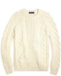Brooks Brothers Handknit Aran Cable Crewneck Sweater