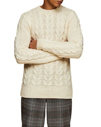 Topman Cable Crewneck Sweater
