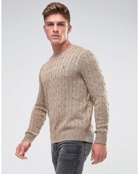 Polo Ralph Lauren Cable Jumper Cotton In Beige Marl