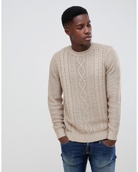 New Look Cable Knit Jumper In Beige