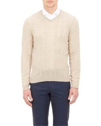 Malo Cable Knit V Neck Sweater
