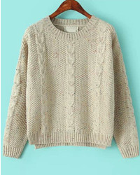 Classical Cable Knit Beige Sweater