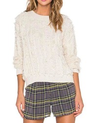 Lucca Couture Fringe Cable Sweater