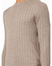 Gieves Hawkes Crew Neck Cable Knit Sweater
