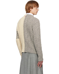 Thom Browne Gray Off White 4 Bar Sweater