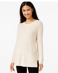 Jeanne Pierre Cable Knit Pocketed Tunic Sweater