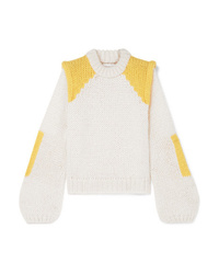 Ganni Julliard Color Block Mohair And Wool Blend Sweater