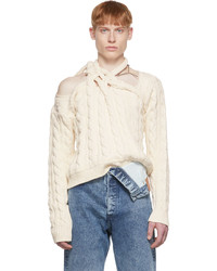 Y/Project Off White Braided Neck Sweater