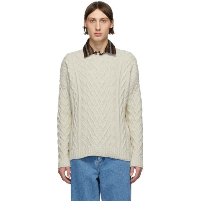 Loewe Off White Cable Knit Sweater, $790 | SSENSE | Lookastic