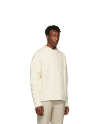 AMI Alexandre Mattiussi Off White Oversized Torsades Crewneck Sweater
