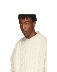 AMI Alexandre Mattiussi Off White Oversized Torsades Crewneck Sweater