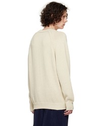 Margaret Howell Off White Stretched Cable Sweater