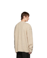 Raf Simons Off White Wool Aran Sweater