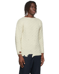 Maison Margiela Off White Wool Distressed Sweater
