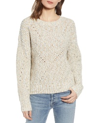 Hinge Pointelle Cotton Blend Crewneck Sweater