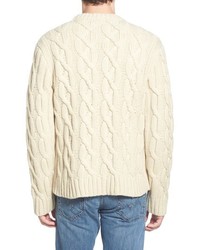 Schott NYC Regular Fit Cable Knit Crewneck Wool Blend Sweater