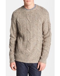 Topman Cable Knit Crewneck Sweater Oatmeal Small