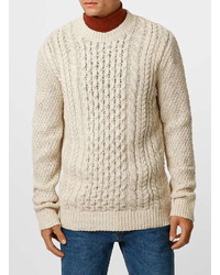 Topman Off White Cable Knit Sweater