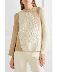 Co Two Tone Cable Knit Alpaca Blend Sweater