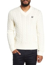 Fred Perry Wool Blend Cable Knit Sweater