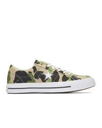 Beige Camouflage Canvas Low Top Sneakers