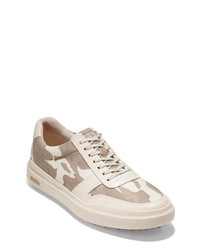 Beige Camouflage Leather Low Top Sneakers