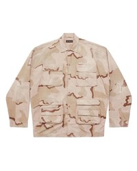 Balenciaga Camouflage Print Cargo Cotton Shirt