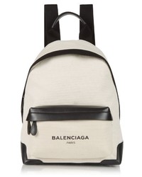 Balenciaga Navy Canvas And Leather Backpack