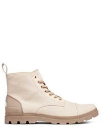 Beige Canvas Boots