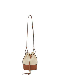 Loewe Off White And Tan Canvas Small Balloon Bag